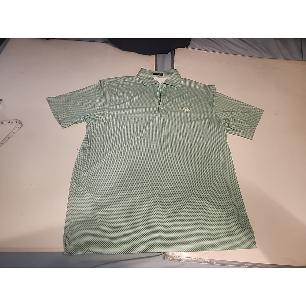 Men's Turtleson Polo Shirt Tour Performance Golf Club Stretch Green Pattern L